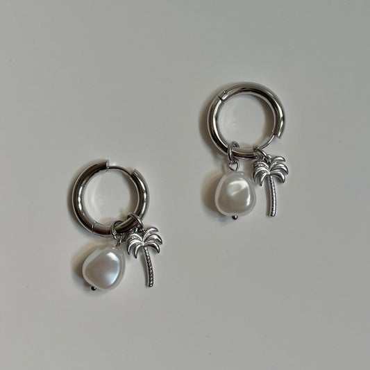 Bondi Palm Earrings-Silver - Namaste Jewelry Canada