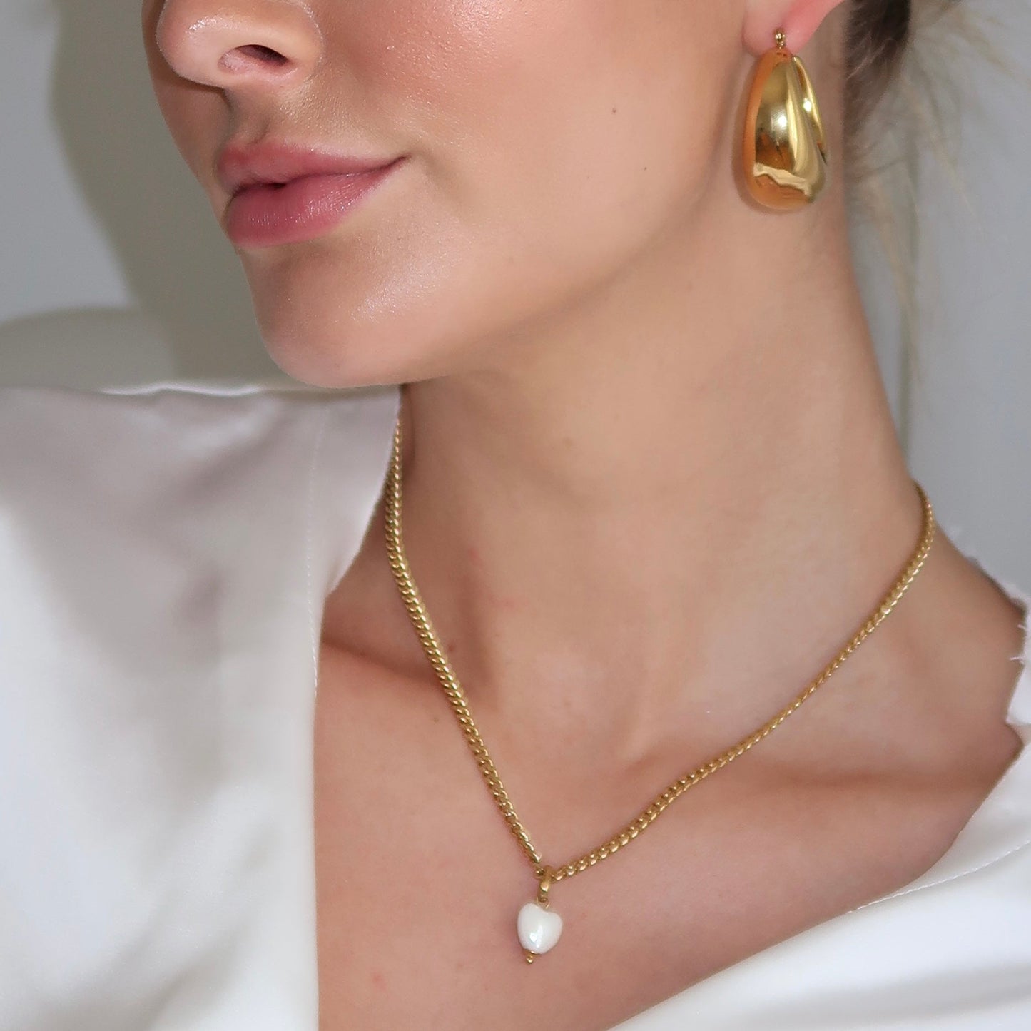 Ceramic Heart Necklace - Gold - Namaste Jewelry Canada
