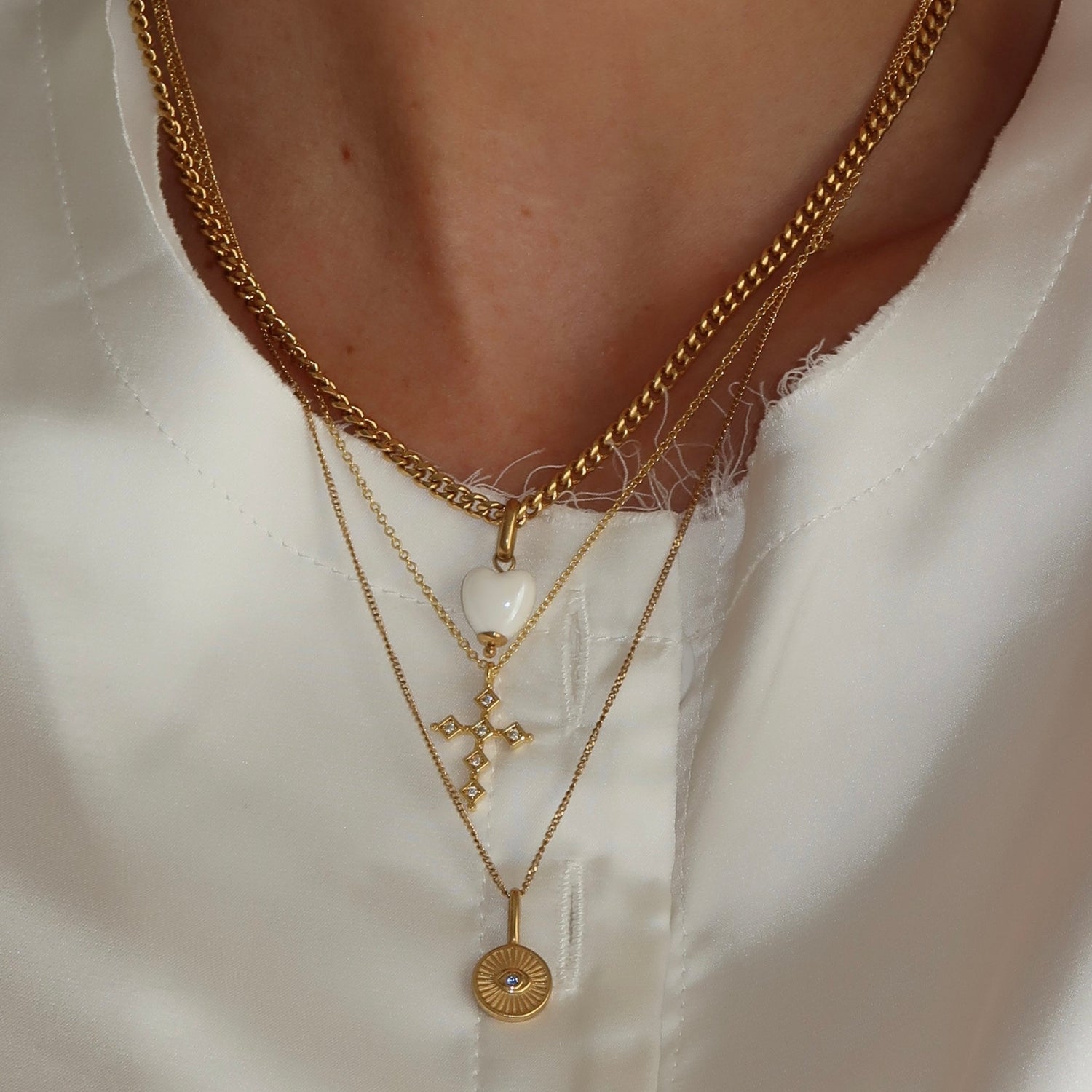 Ceramic Heart Necklace - Gold - Namaste Jewelry Canada