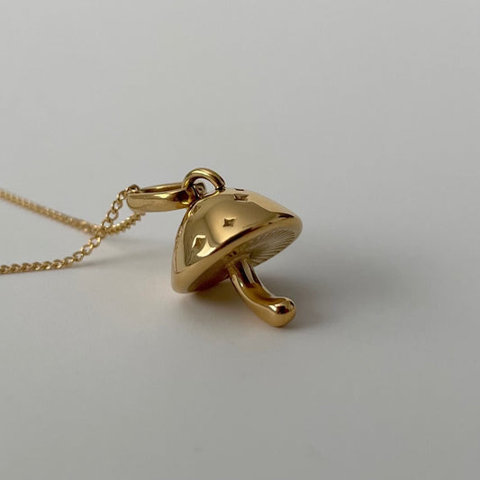 Champignon aka Mushroom Necklace- Gold - Namaste Jewelry Canada