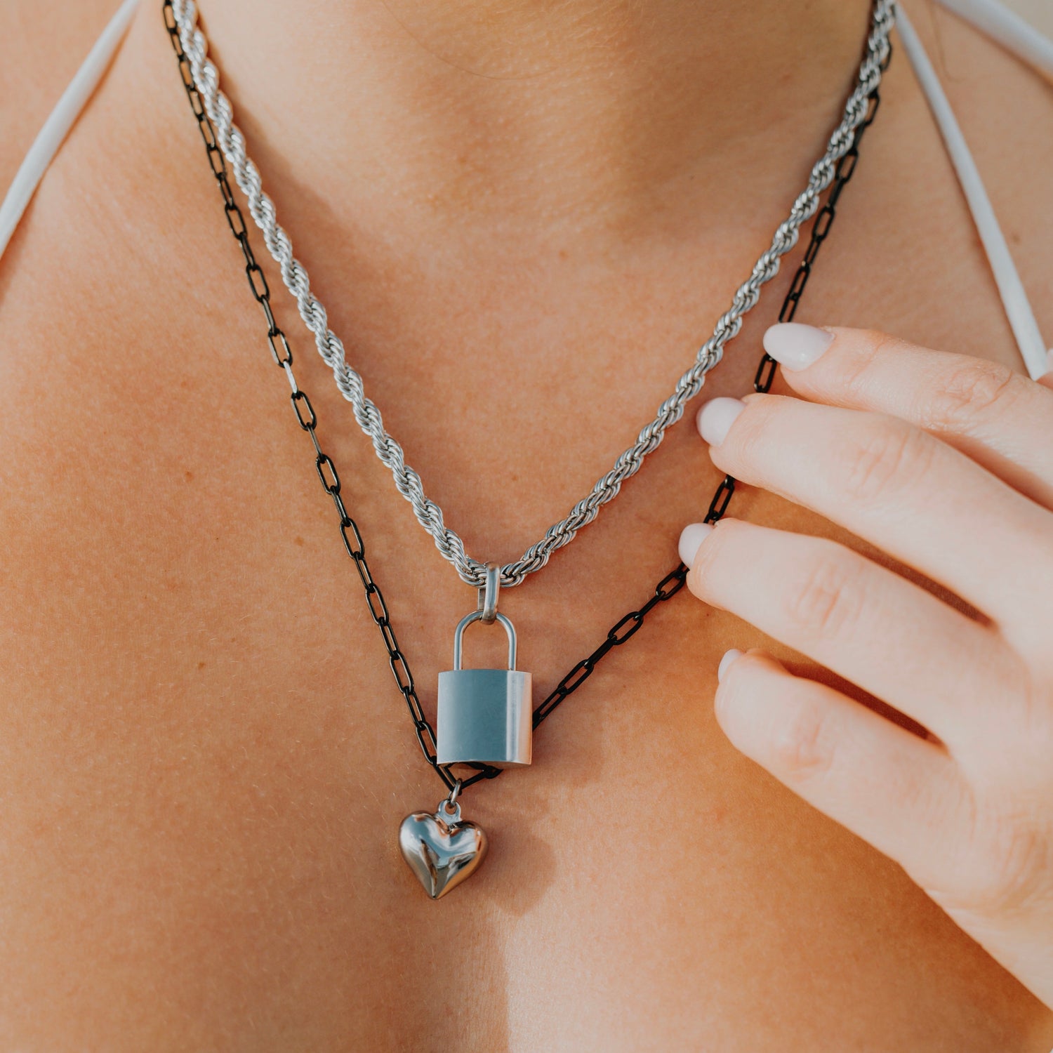 Chunky Heart Necklace- Silver Heart - Namaste Jewelry Canada