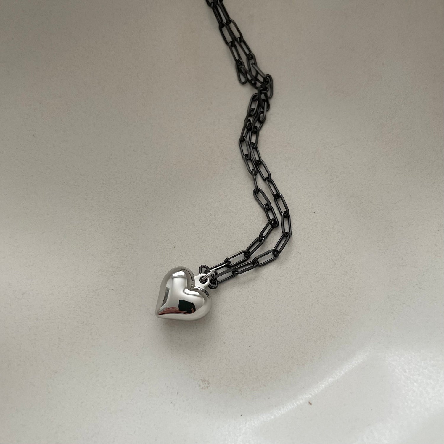 Chunky Heart Necklace- Silver Heart - Namaste Jewelry Canada