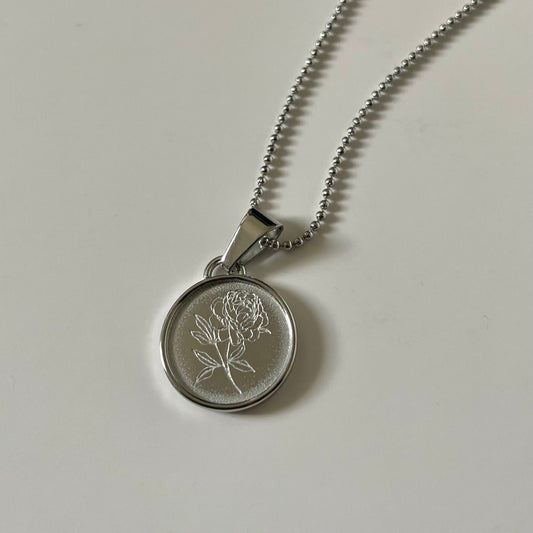 Fleur De Pivione aka Peony Necklace- Silver - Namaste Jewelry Canada