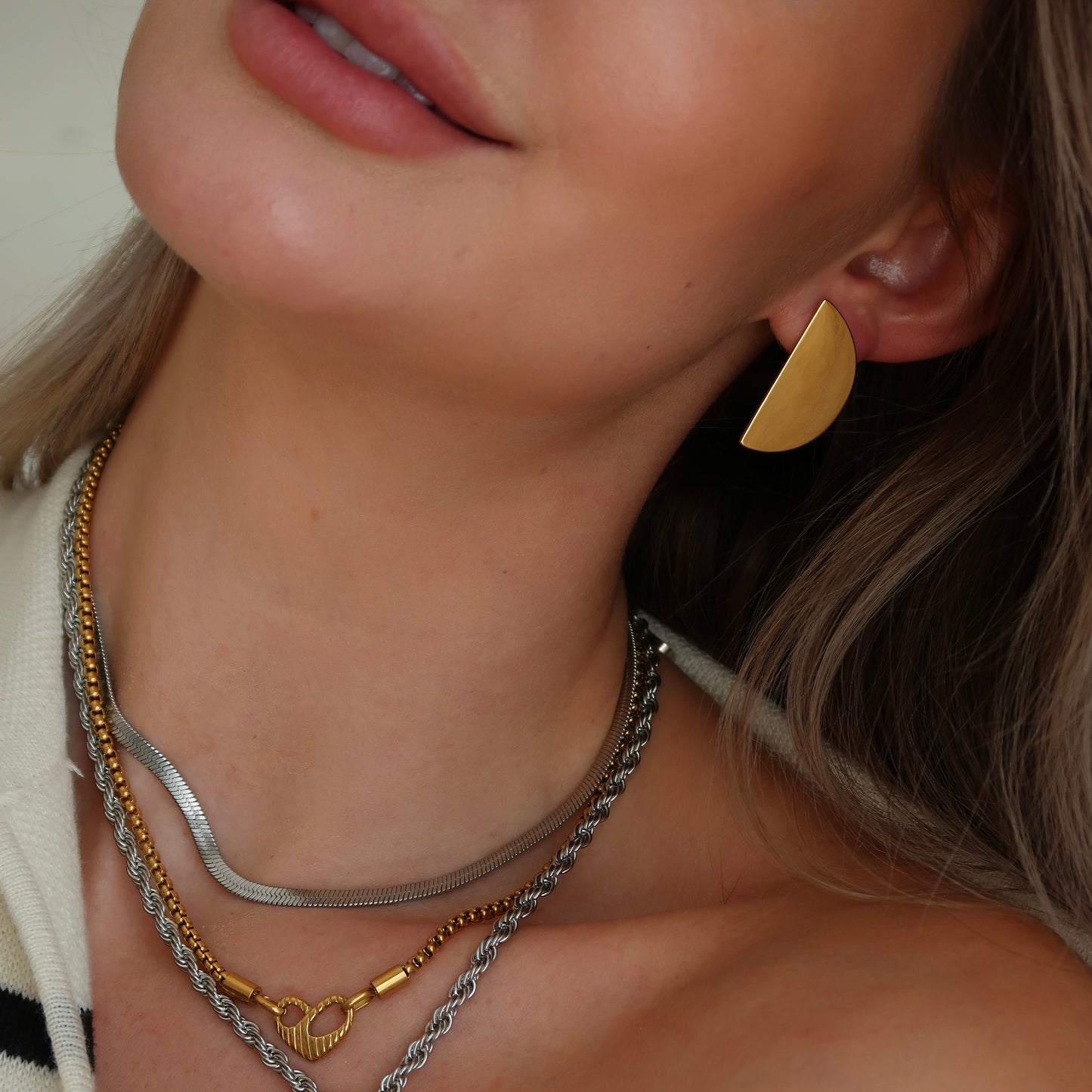 Half Moon Stud Earrings - Namaste Jewelry Canada
