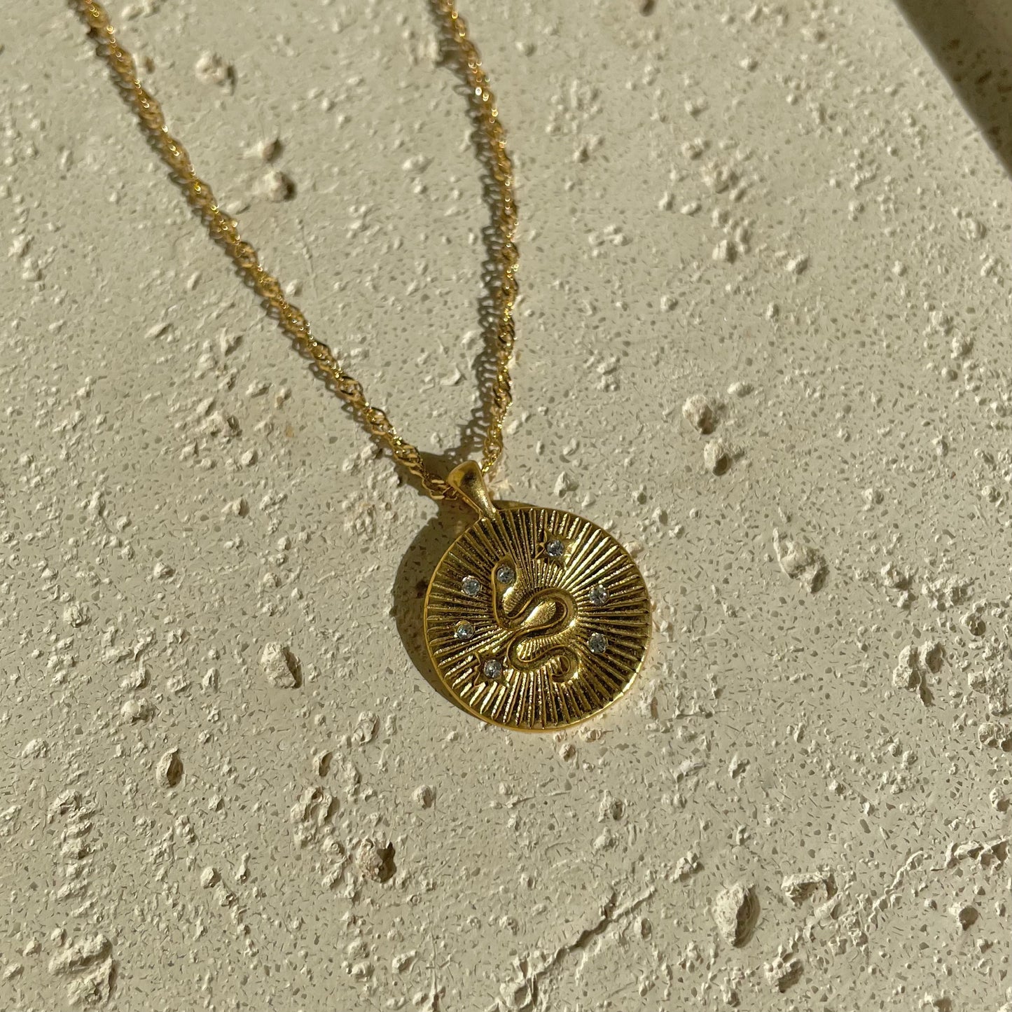 Serpent necklace, snake, gold, water resistant
