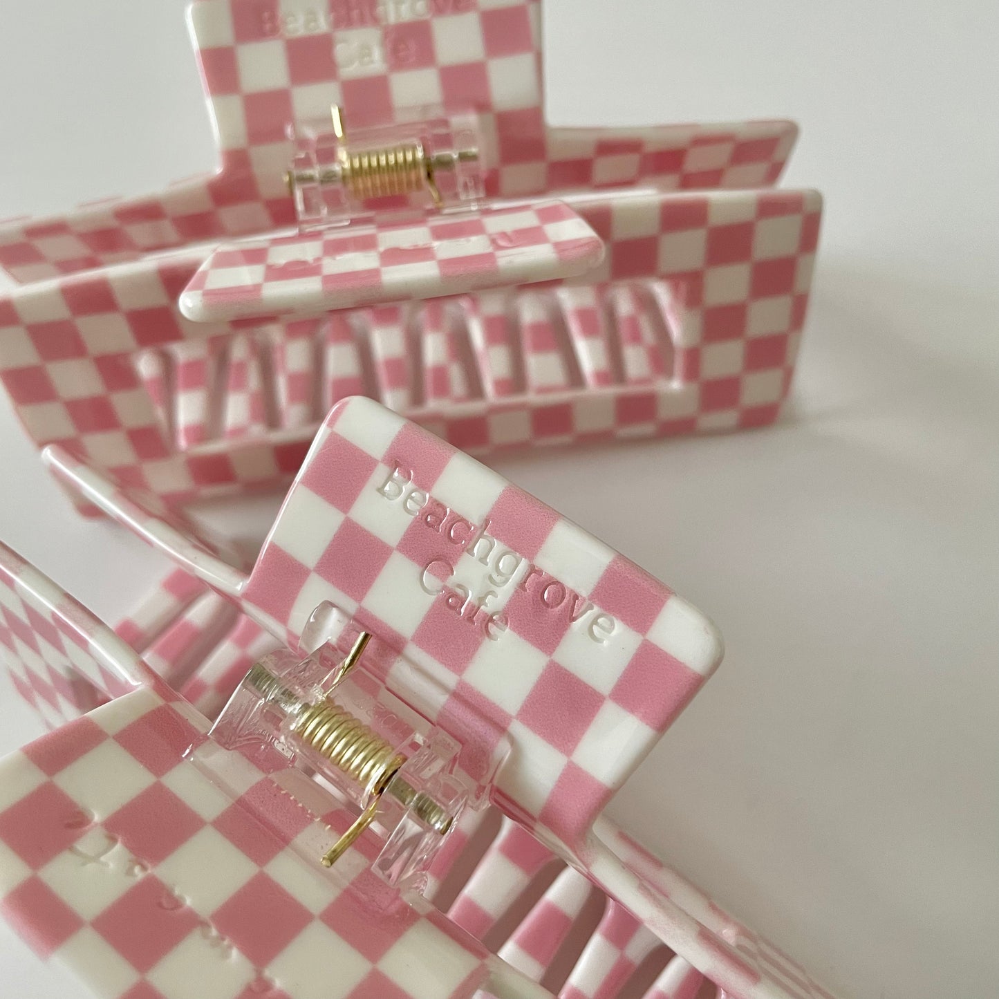 Pink Checkered Claw Clip