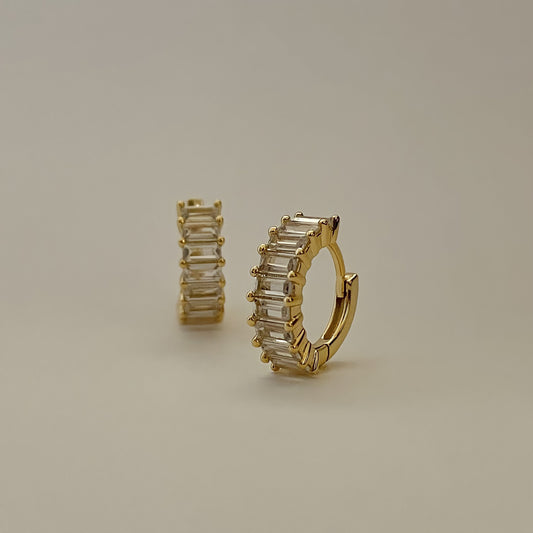 Liya Rectangle Stones Huggies - Namaste Jewelry Canada