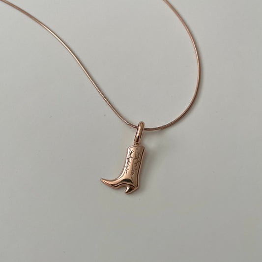 Lottie Boot Necklace- Rose Gold - Namaste Jewelry Canada