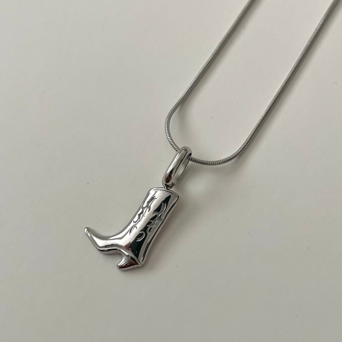 Lottie Boot Necklace- Silver - Namaste Jewelry Canada