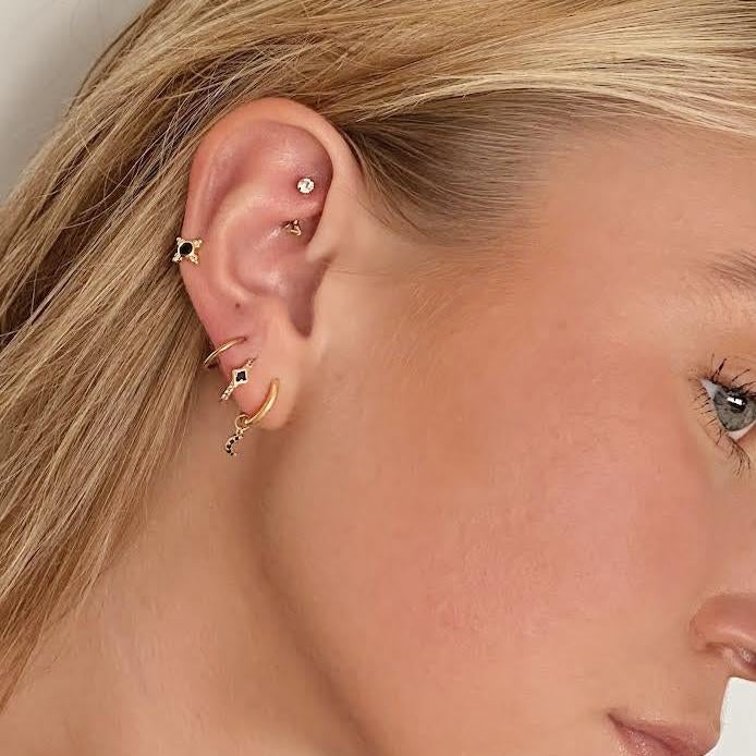 Selene Moon Drop Earrings- White Zirconia - Namaste Jewelry Canada