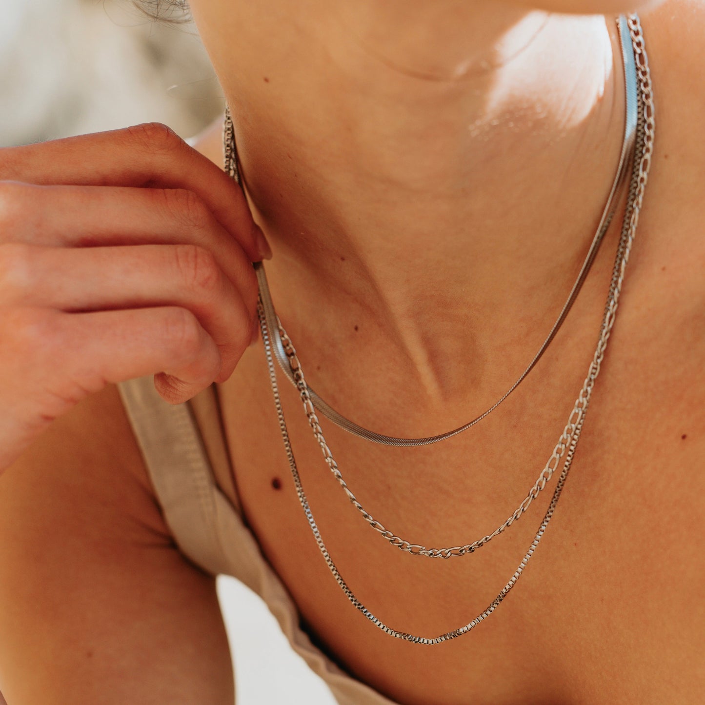 Shaylene Three Layer Necklace- Silver - Namaste Jewelry Canada