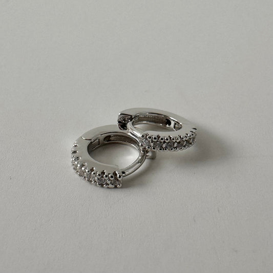 Tara Huggies Silver - White Zirconia - Namaste Jewelry Canada