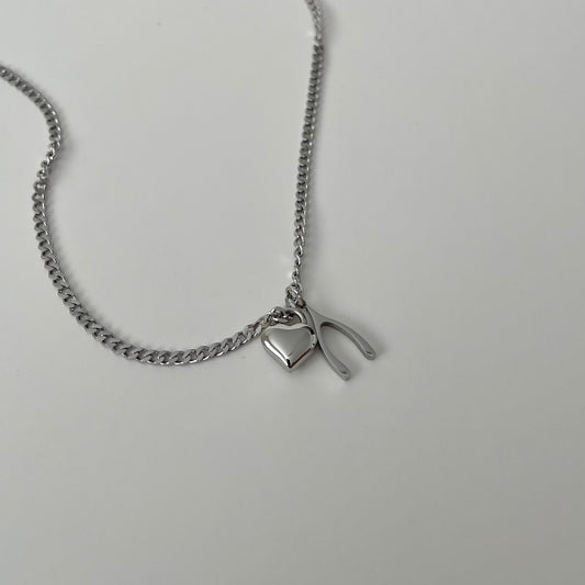 Wishbone Necklace- Silver - Namaste Jewelry Canada